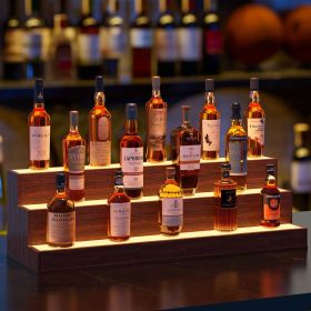 LED Lighted Liquor Bottle Display Shelf, 37 Inch Bar Display Shelf, DIY Illuminated Bottle Shelf with App & Remote Control