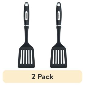(2 pack) Professional Nylon Slotted Kitchen Spatula/Turner with Black Handle