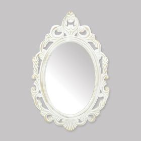 Antiqued White Wall Mirror - Vintage Distressed Finish for Classic Home Decor