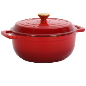 Cast iron 6QT cooking pot - Gradient red - Includes two silicone gloves - Enamel pot (default: default title)